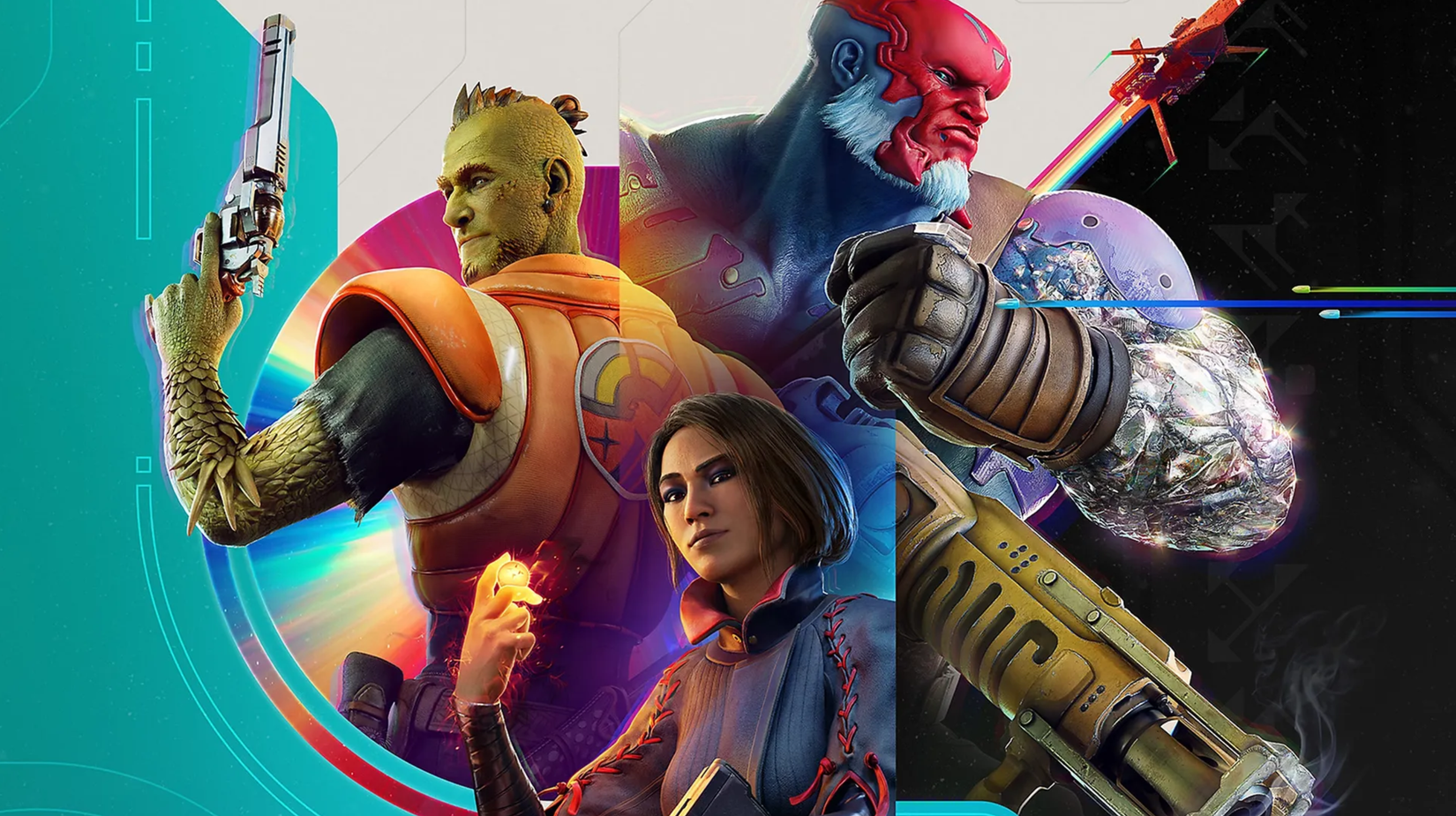The promotional art for Concord features three sci-fi heroes.