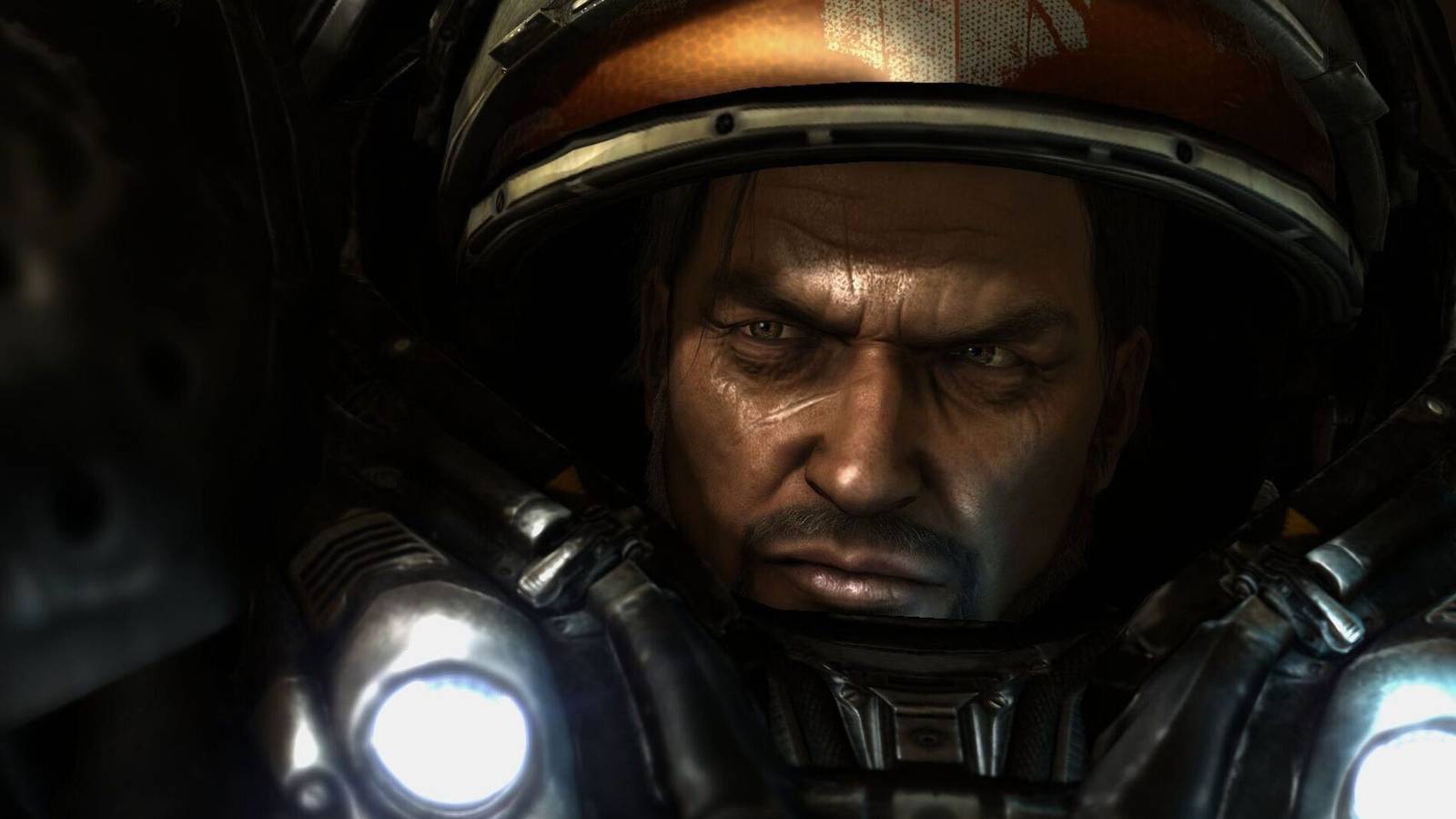 Jim Raynor from the StarCraft games in his space marine armor