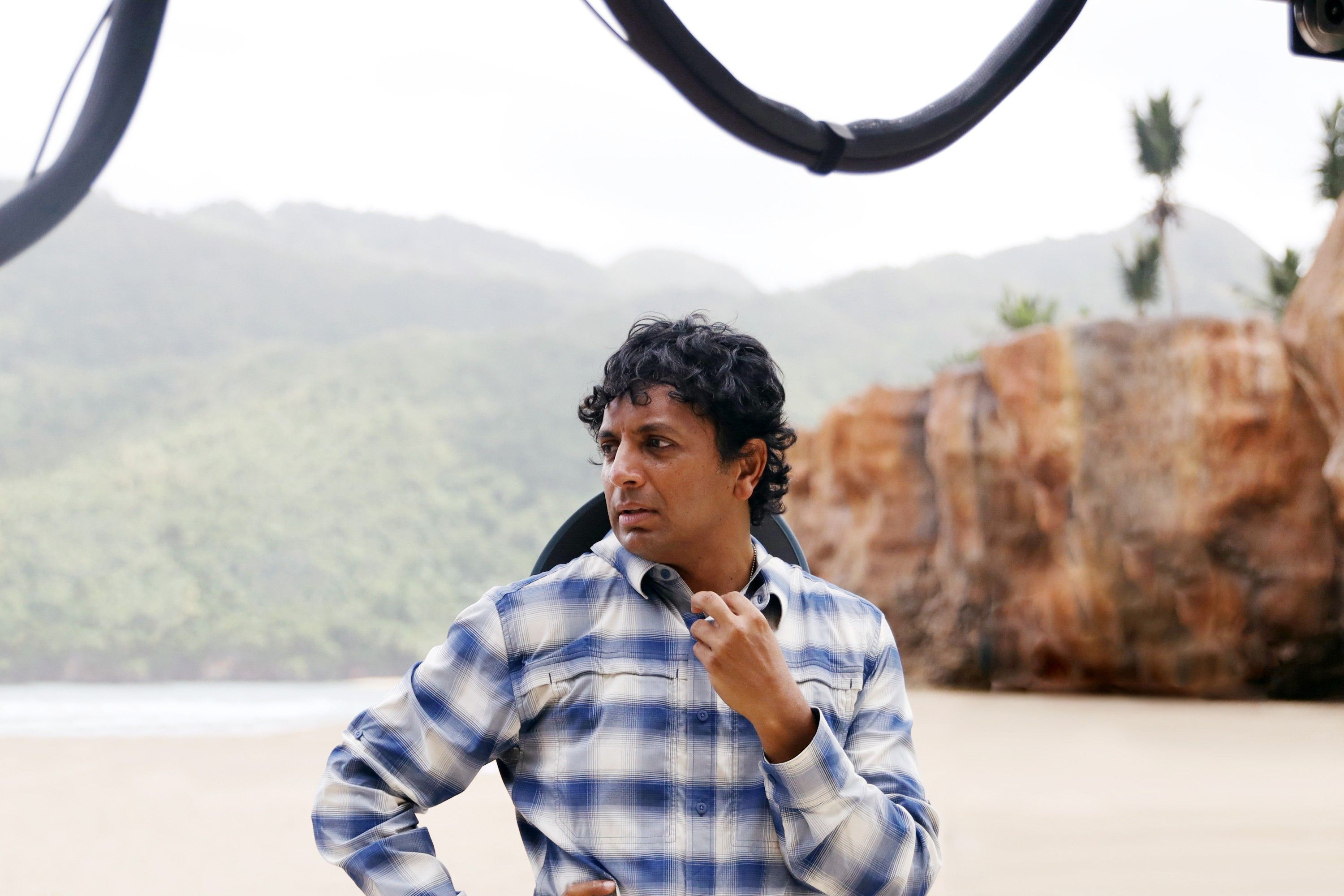 M. Night Shyamalan on the set of Old