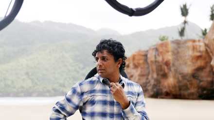 M. Night Shyamalan on the set of Old