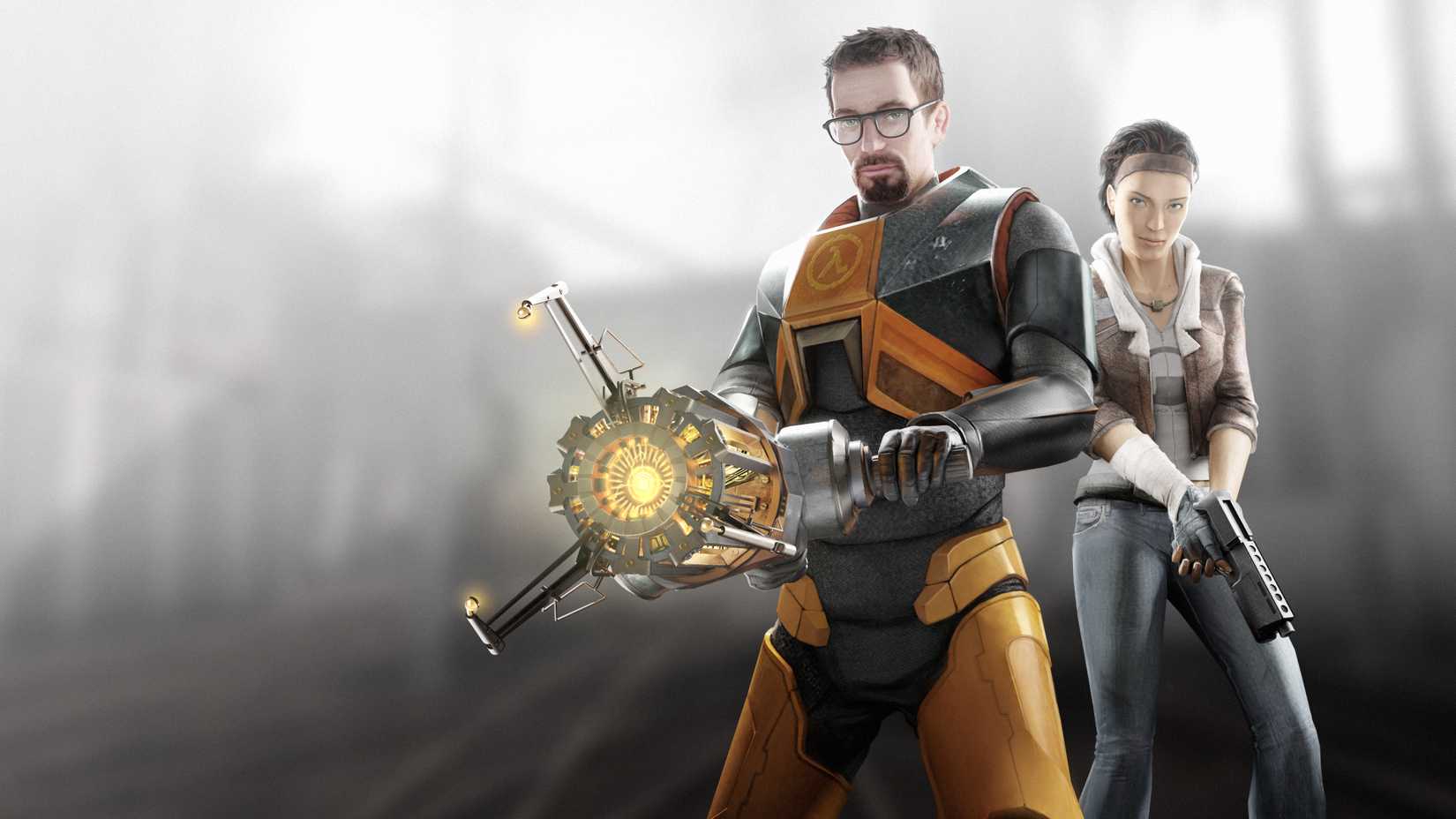 Promotional image of Dr. Gordon Freeman and Alyx Vance from Half-Life 2