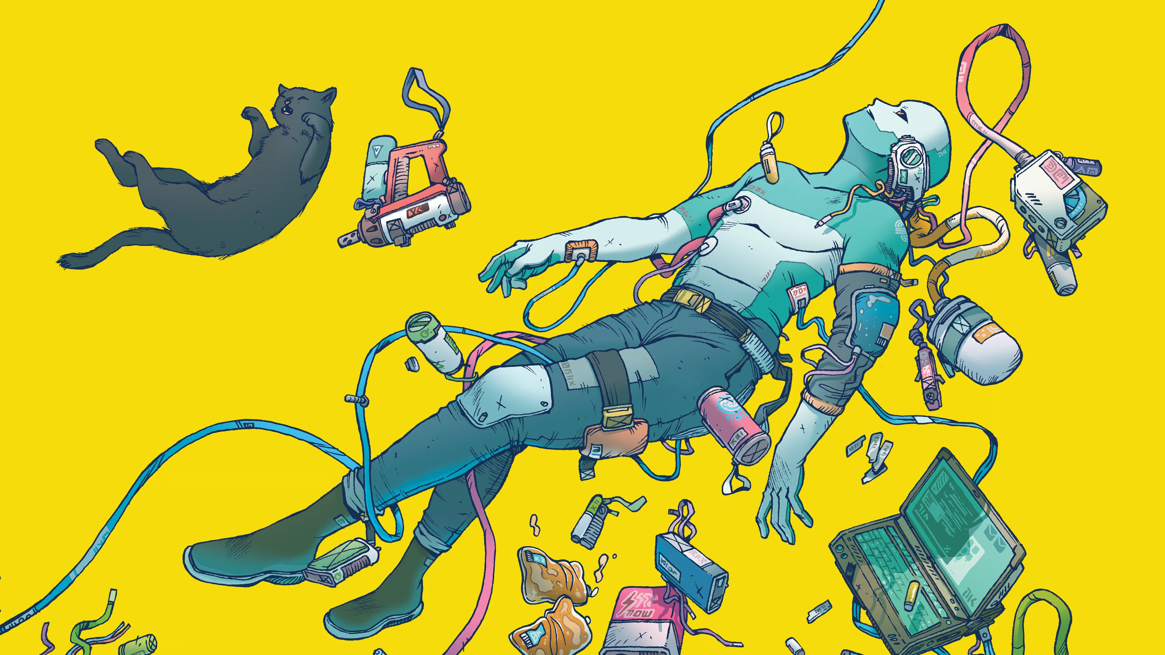 Protagonist and a cat floating in Citizen Sleeper 2