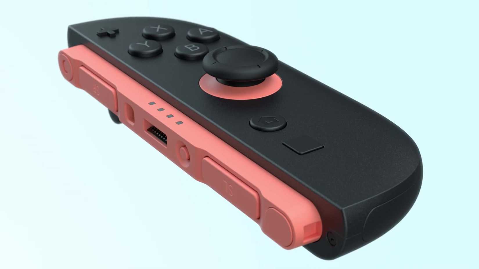 A close-up of the Nintendo Switch Joy-Con and what might be the C-button