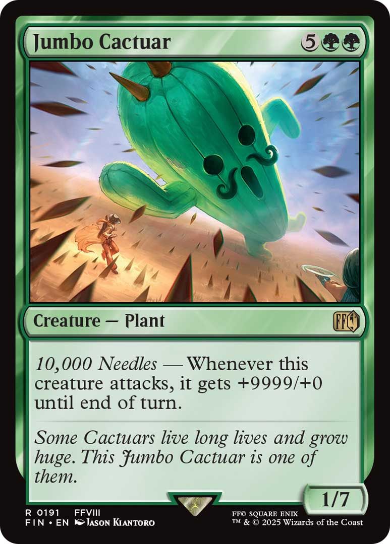 Yes, MTG's Final Fantasy set includes a card that does 10,000 damage
