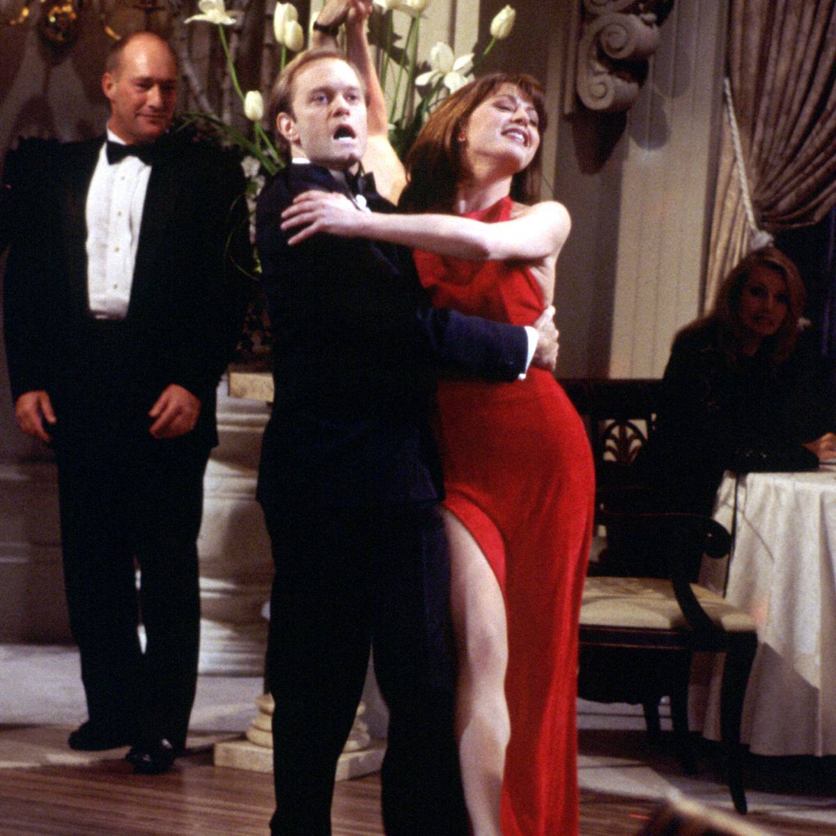 daphne moon red dress FRASIER -- "Moon Dance" Episode 13 -- Pictured: Jane Leeves as Daphne... News Photo