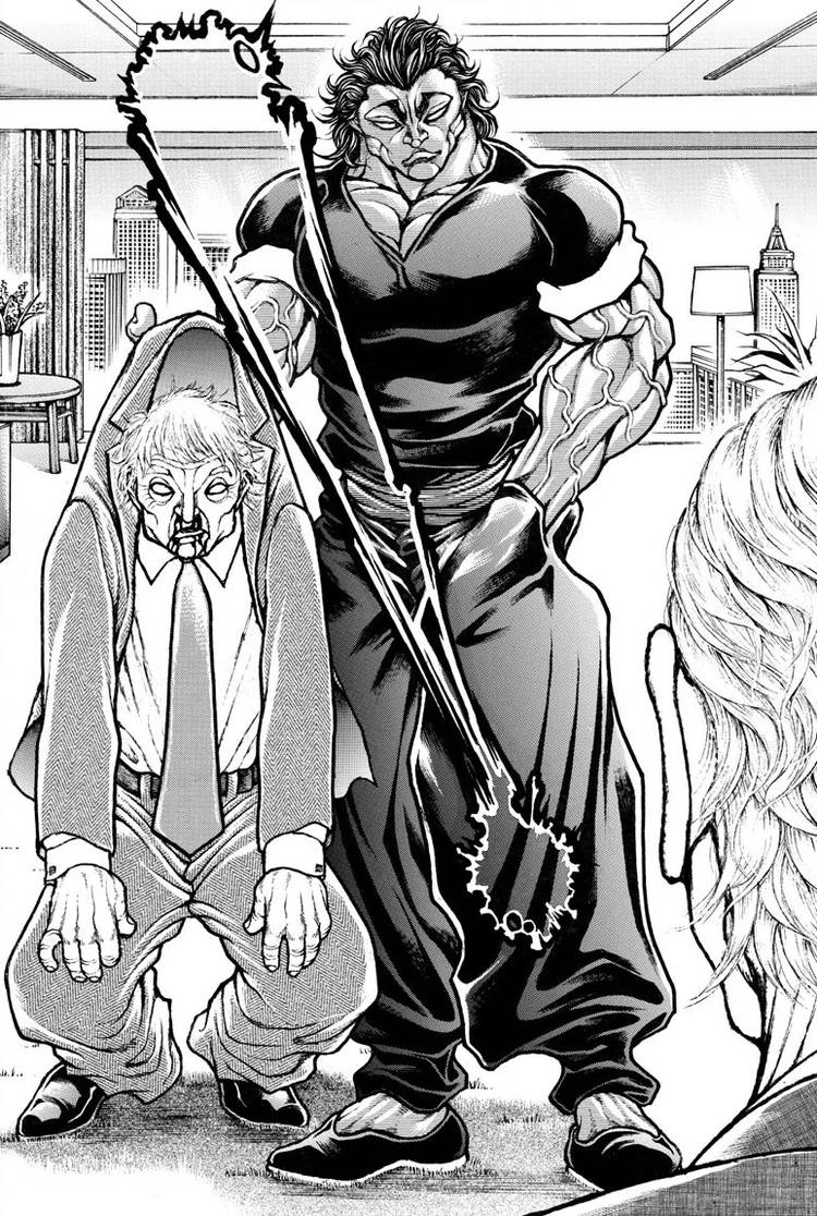 Over the top martial arts manga spoofs Donald Trump showing Yujiro Hanma beating him up