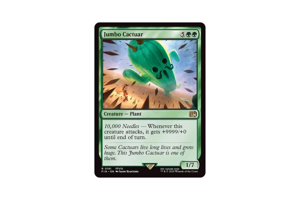 Green Plant Creature Card Jumbo Cactuar Borderless Custom Art Card For Magic: The Gathering (MTG) EDH & Playtest Green Plant Creature Holo Finish Jumbo Card Deck Playing Cards Green Plant Creature Card Jumbo Cactuar Borderless Custom Art Card For Magic: The Gathering (MTG) EDH & Playtest Green Plant Creature Holo Finish Jumbo Card Deck Playing Cards