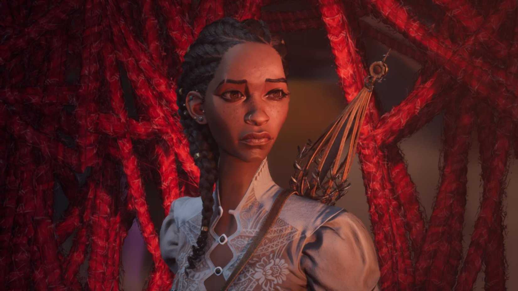 The image shows main character Hazel looking at the screen.