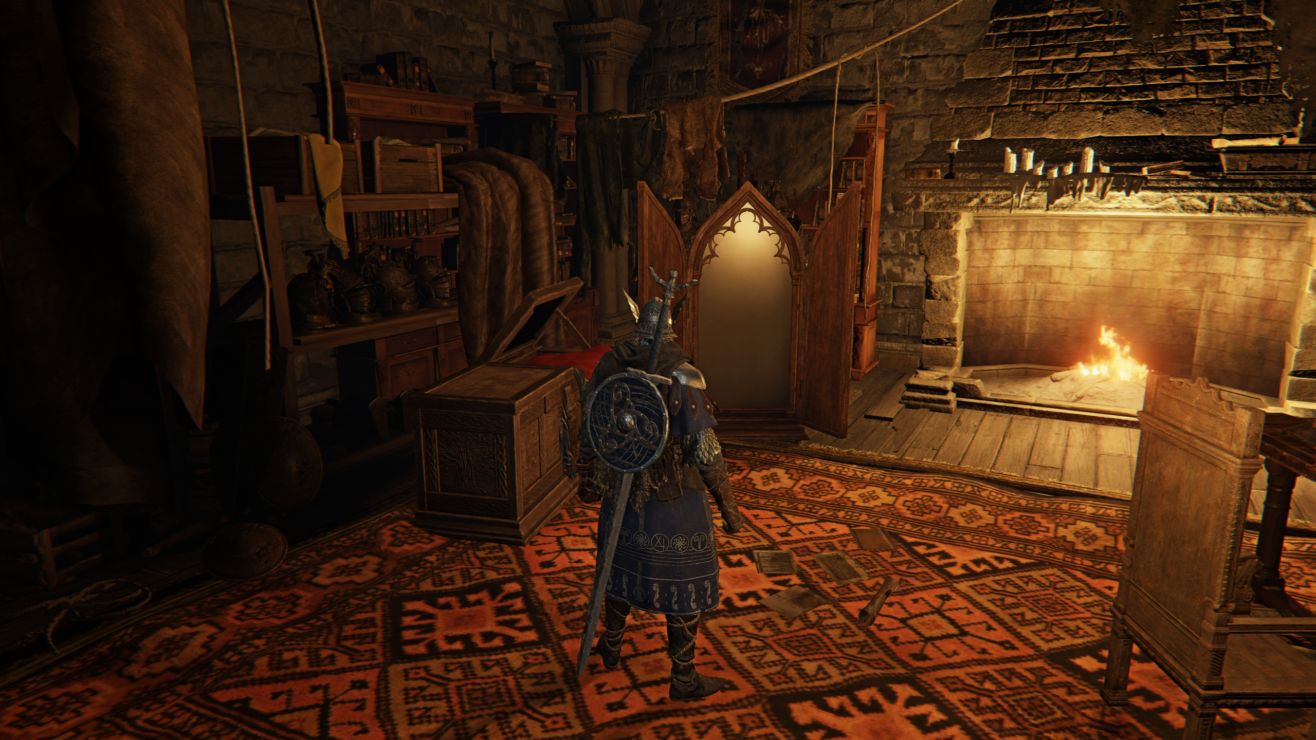 Wylder standing infront of the wardrobe letting you change outfits in Elden Ring Nightreign.