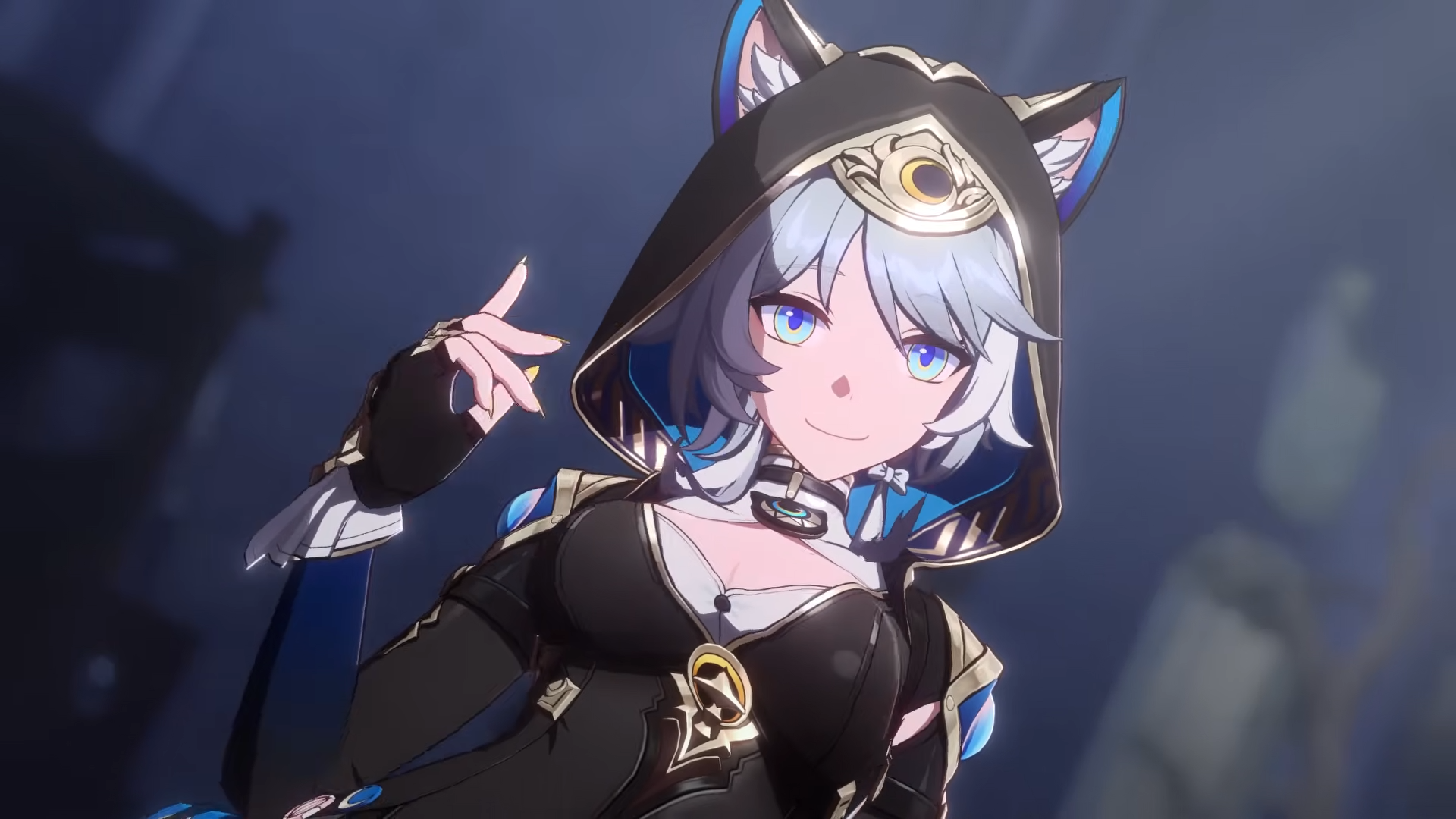Cipher, a woman in a literal cat-themed catsuit, in Honkai: Star Rail