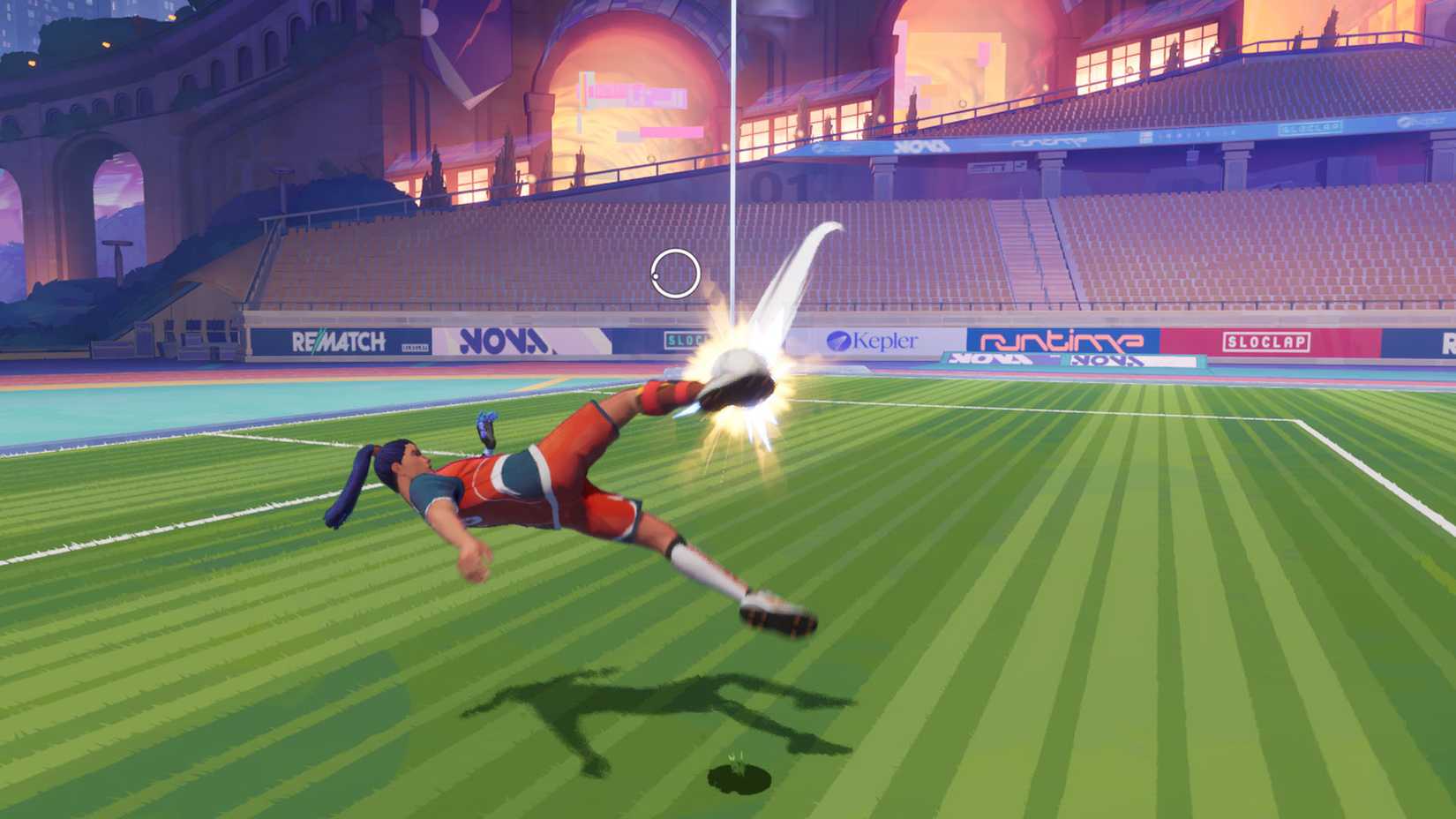 A Rematch screenshot showing the character doing a volley.