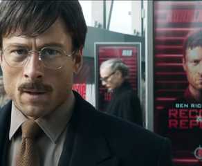 Glen Powell in disguise in The Running Man (2025)