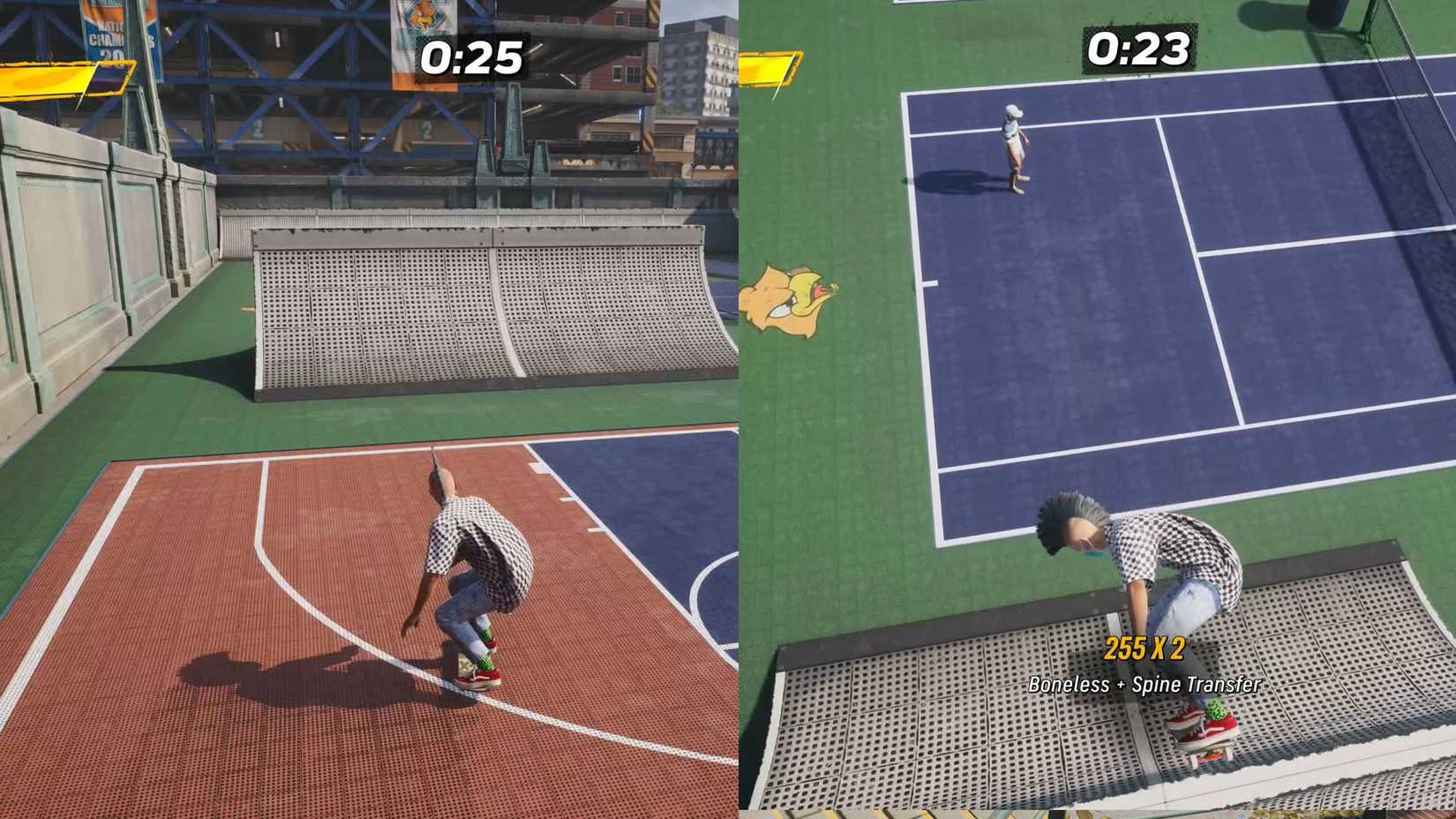 How to boneless spine transfer between the courts in THPS 4