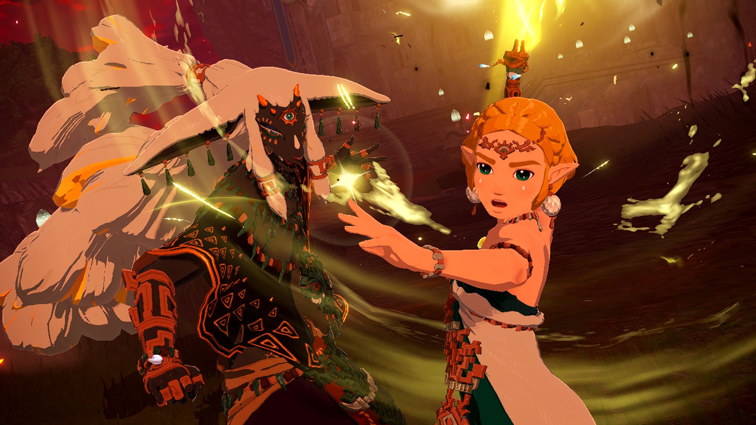 Zelda fighting with Rauru in Age of Imprisonment