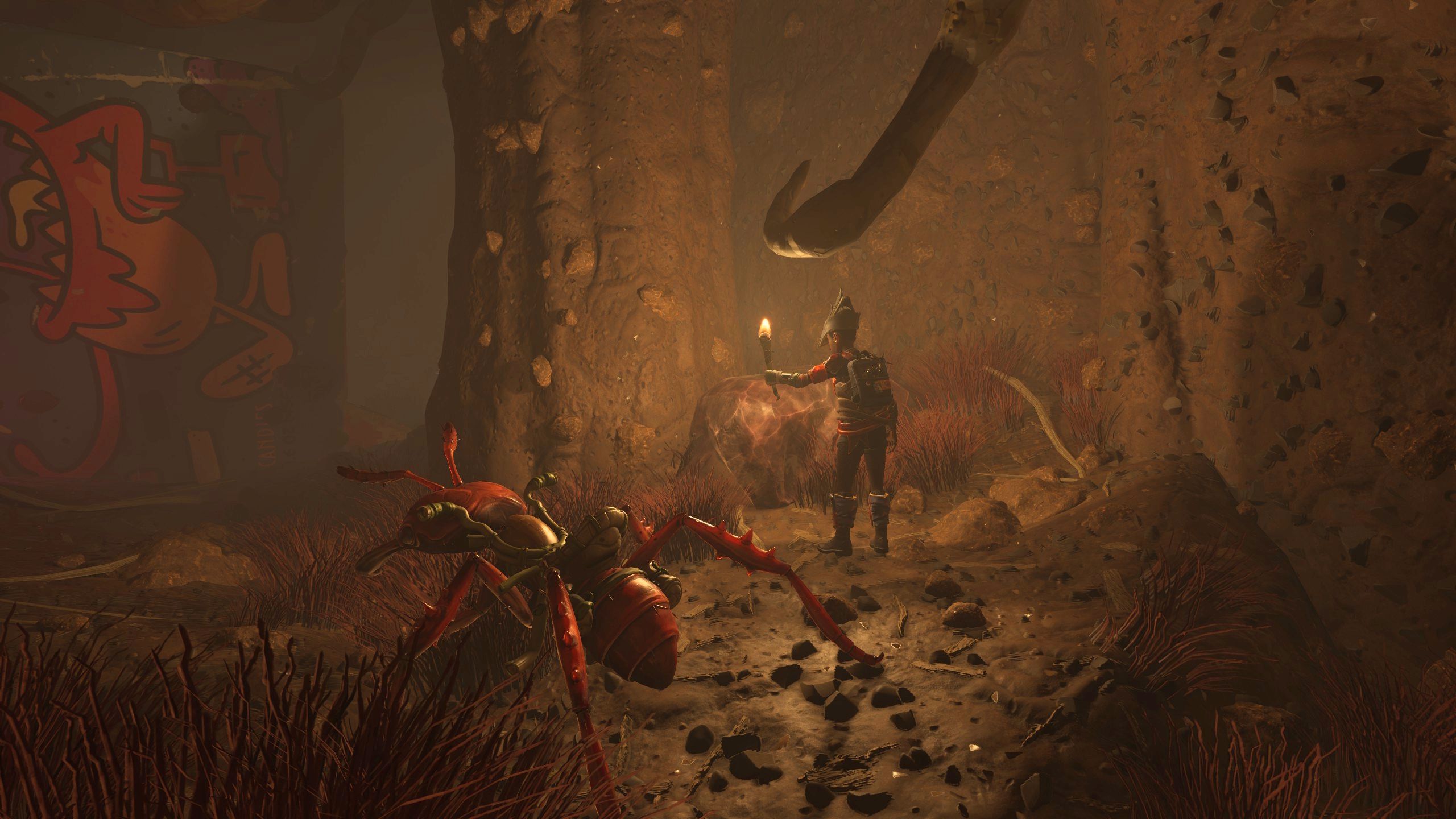 Willow looking at a chunk of sturdy quartzite in Grounded 2