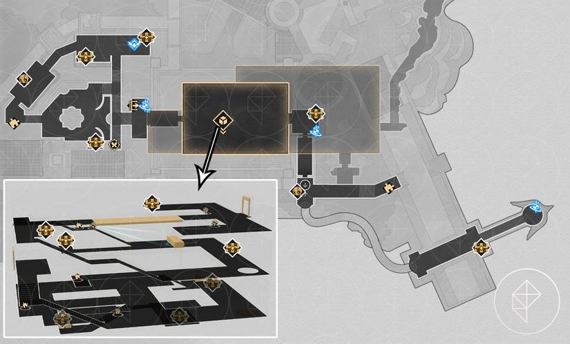 A map of the first floor of the 