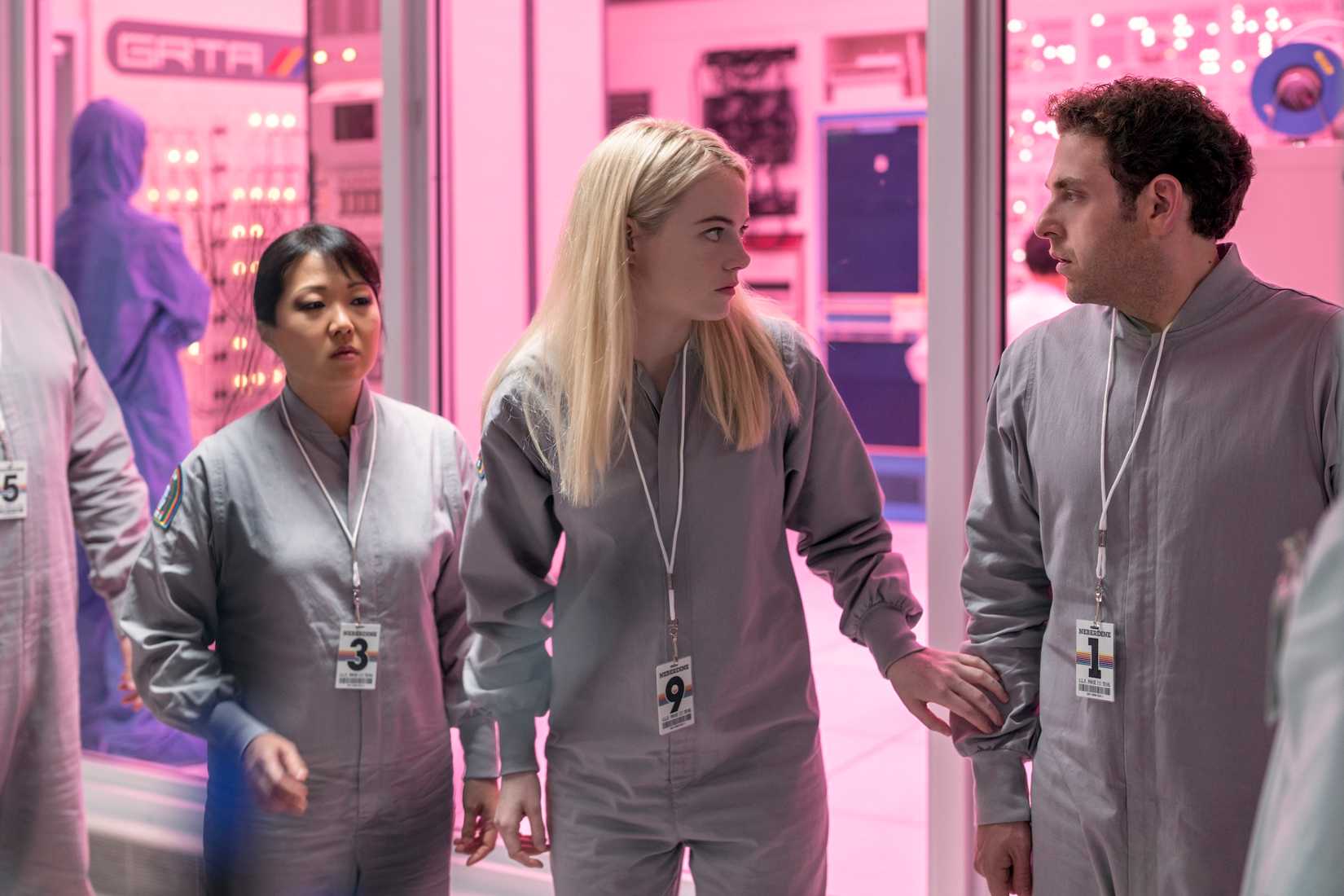 Emma Stone and Jonah Hill in a lab in Maniac