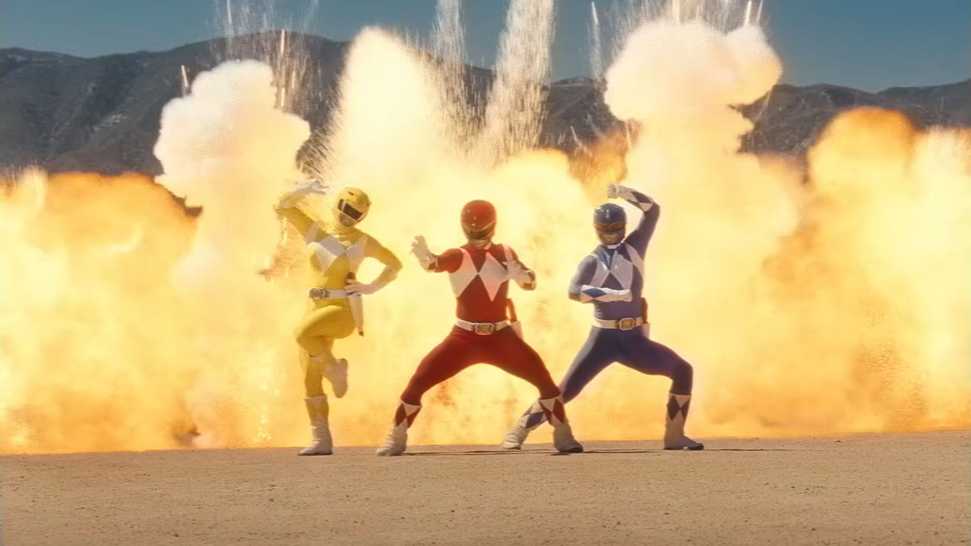 The Yellow, Red, and Blue Power Ranger from the live action Fortnite Chapter 6 Season 4 trailer.