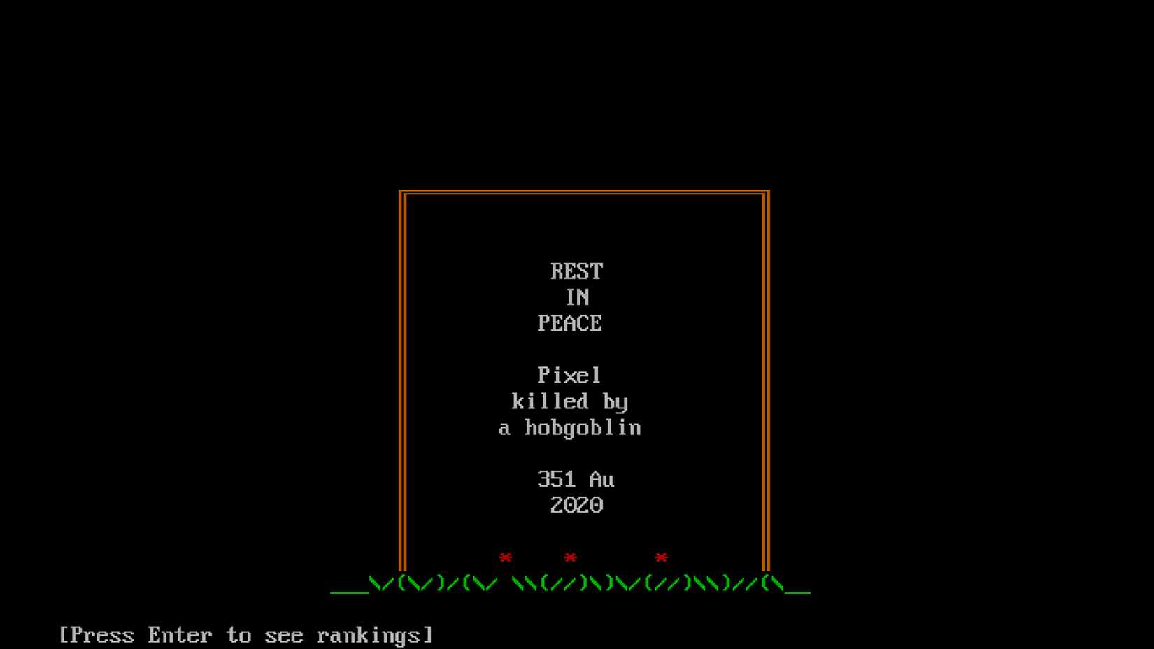 I've never played a roguelike, so I started with the original Rogue (1980)