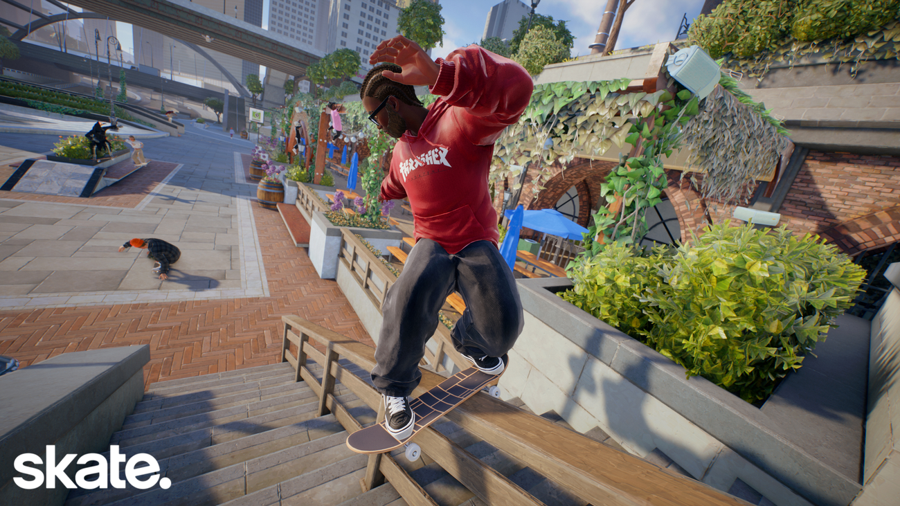A skater performs a backlipslide in Skate.