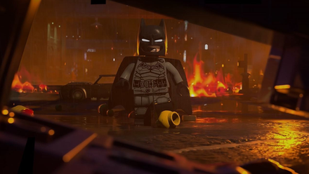 TT's Lego Batman (2026) recreates the iconic scene from The Batman, where the superhero slowly walks toward the Penguin, who is pinned in an upside down crashed car.