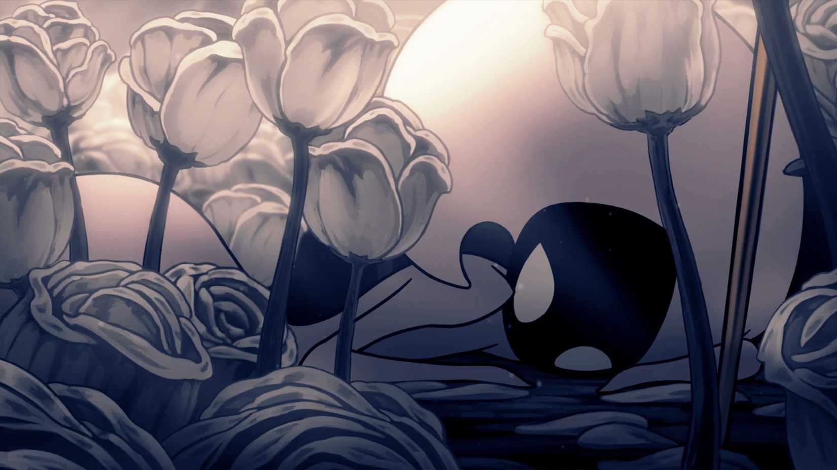 Lace laying in a bed of white flowers in Silksong.