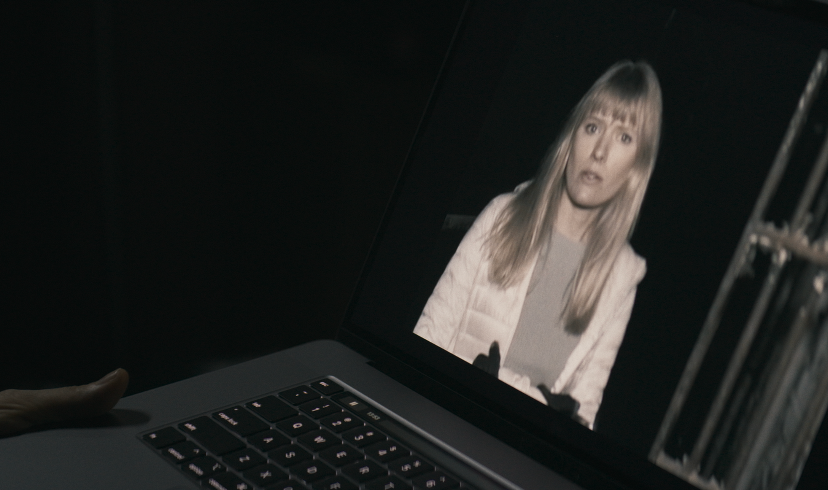 Riley on a laptop screen in Shelby oaks