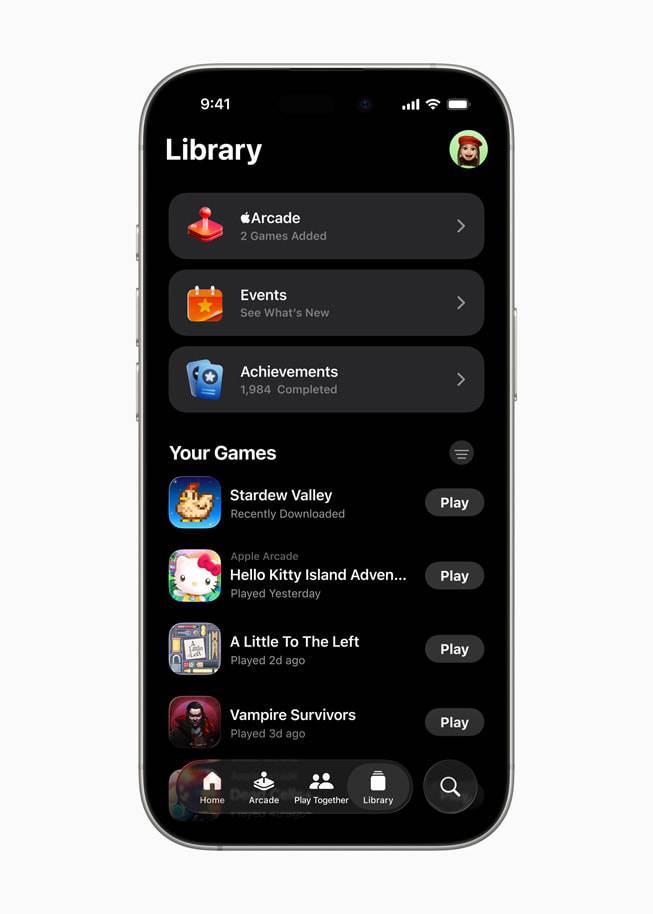 The Apple Games app appears on an iPhone.