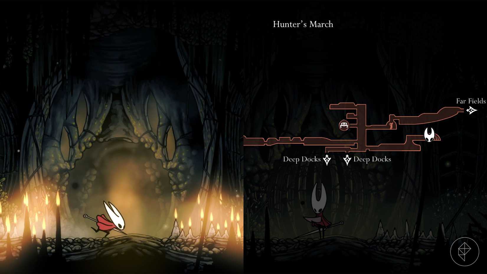 Hornet entering the Chapel of the Beast in Silksong.