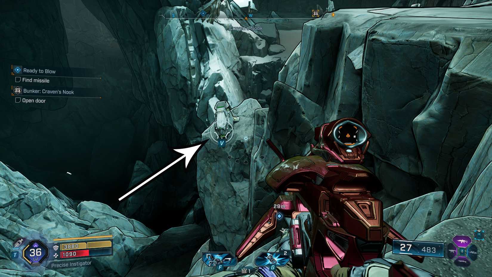 एक बॉर्डरलैंड 4 स्क्रीनशॉट दिखा रहा है कि खिलाड़ी क्रेवेन के नुक्कड़ बंकर के लिए टिड्डी शीशी पा सकते हैं