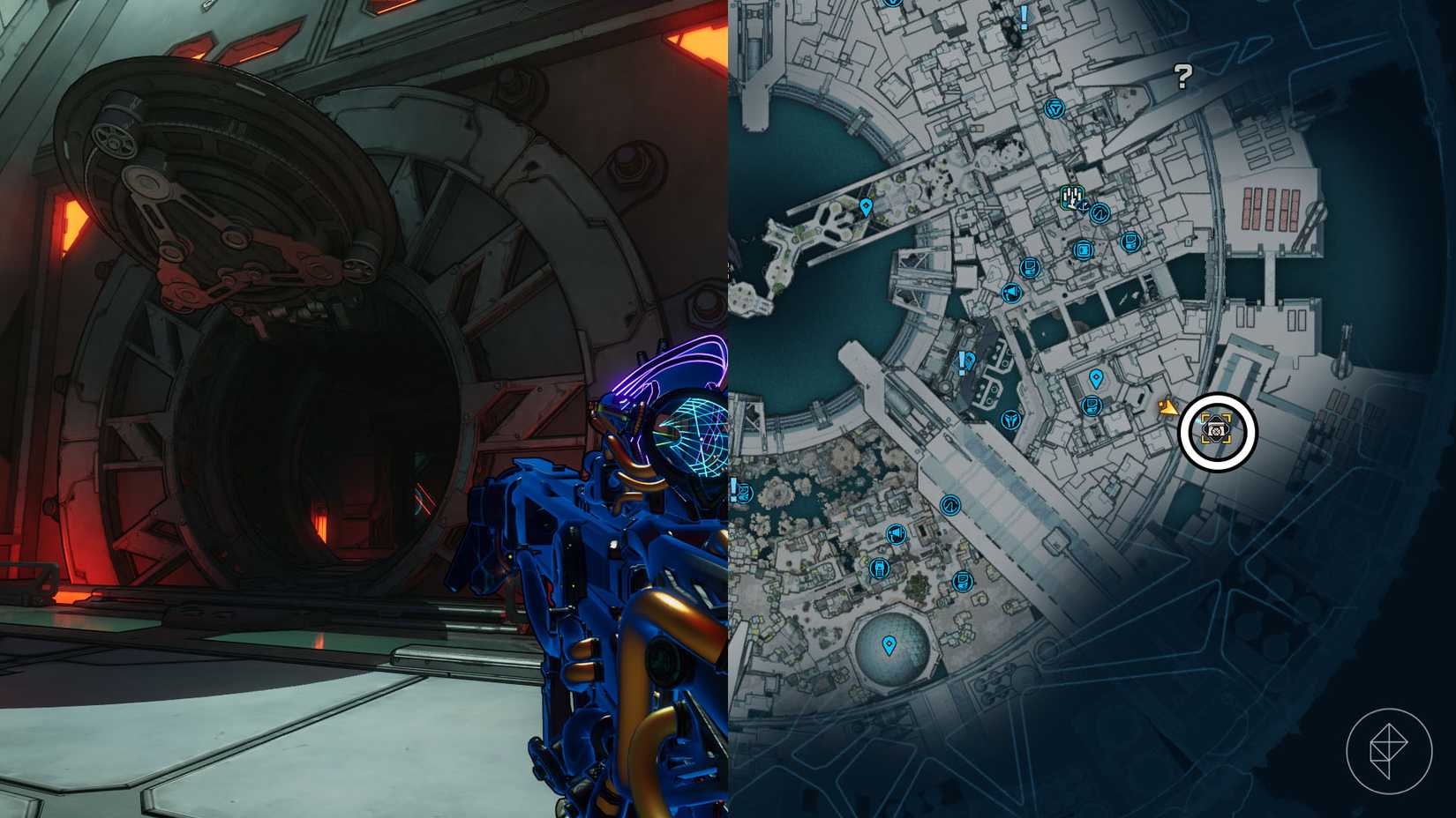 आयरनवॉल संकल्प बंकर के स्थान को दिखाने वाले दो बॉर्डरलैंड्स 4 छवियों का एक असेंबल