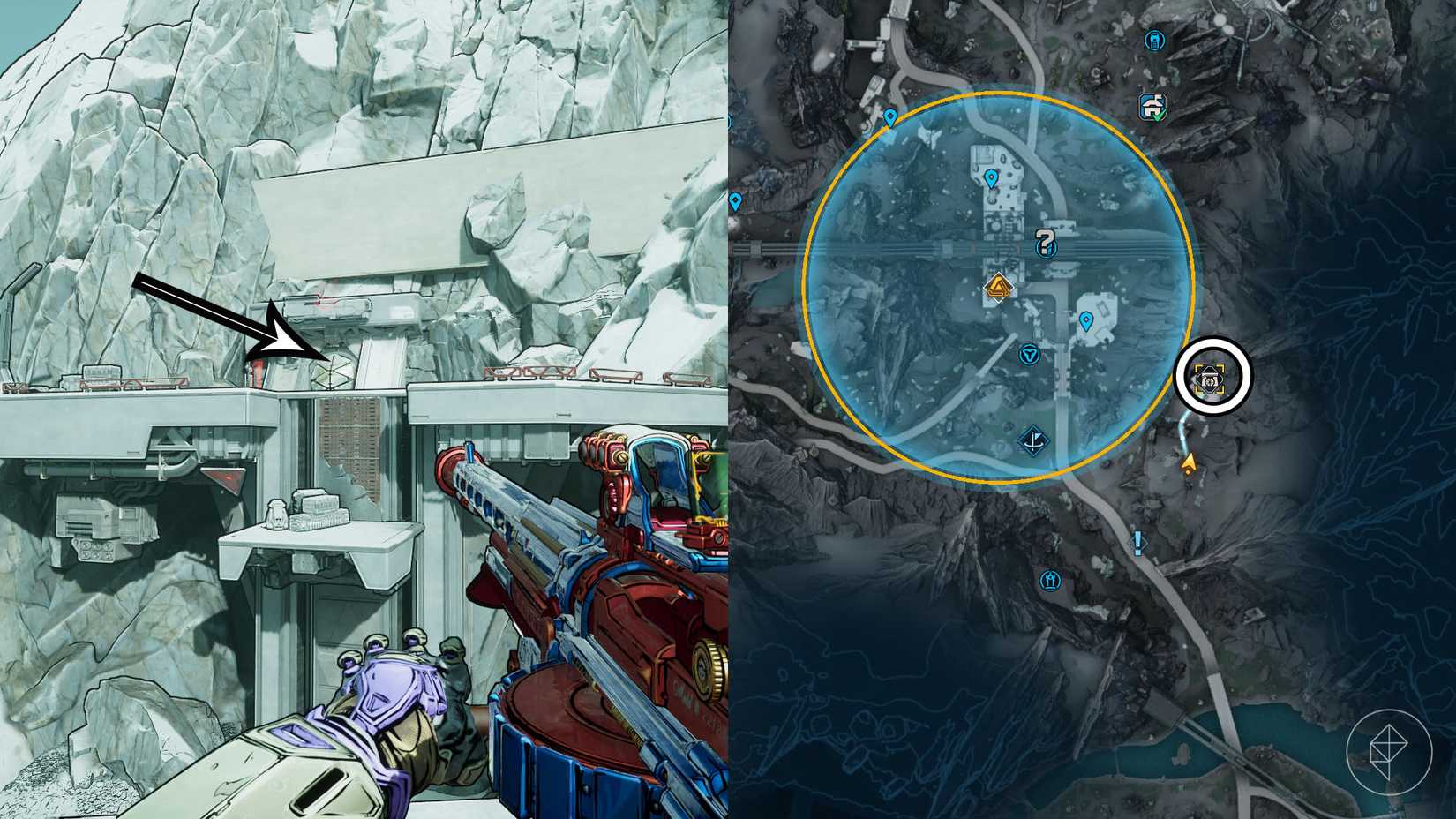 दो सीमावर्ती 4 छवियों का एक असेंबल वायरवर्क्स बंकर का स्थान दिखाते हुए 4 चित्र