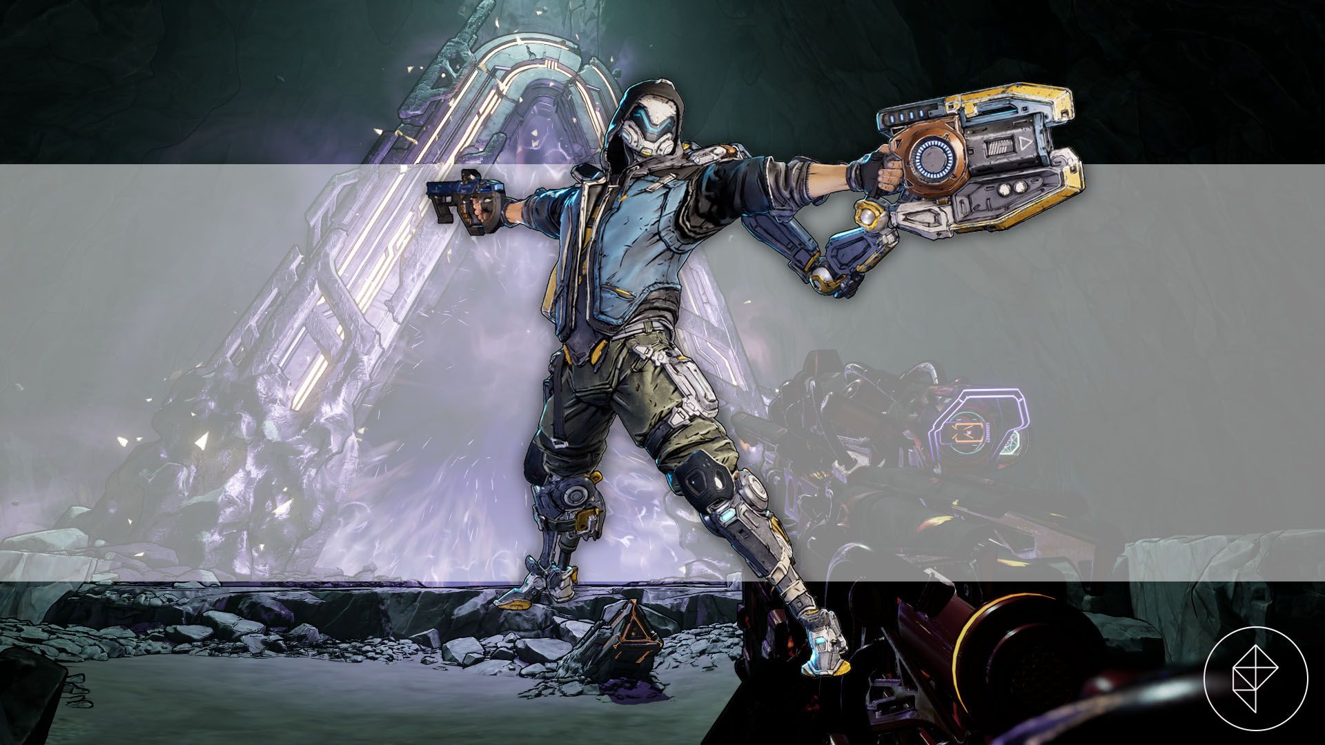 A montage showing Rafa from Borderlands 4 and an image of a Vault door as the background
