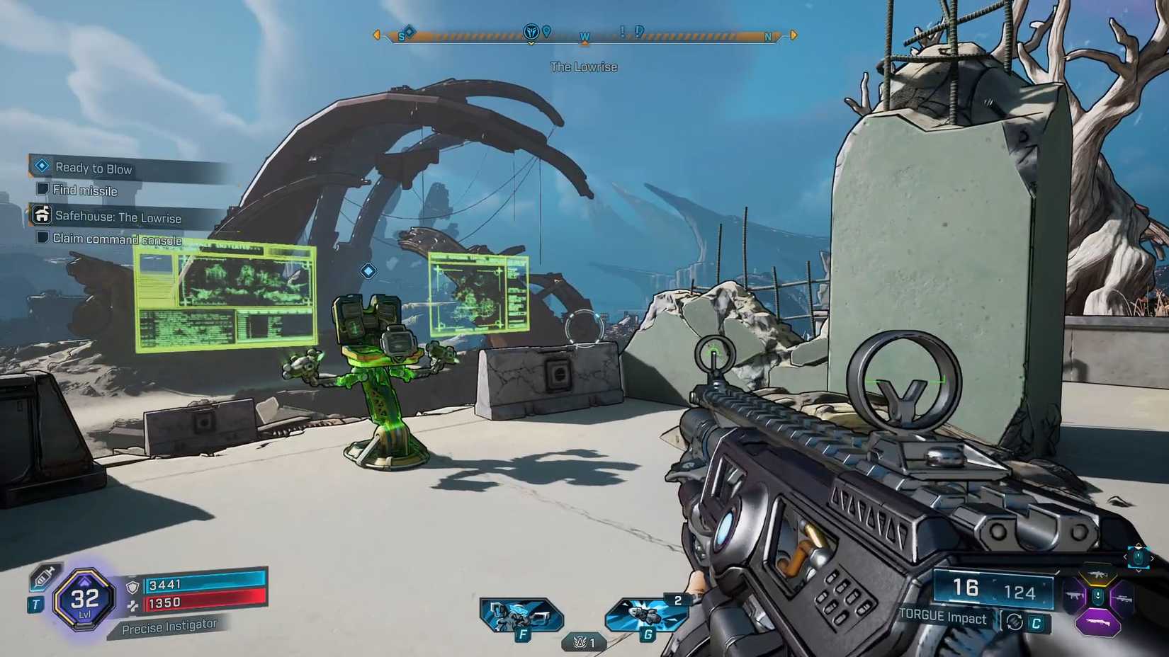 एक बॉर्डरलैंड 4 स्क्रीनशॉट कमांड कंसोल दिखाते हुए आपको एक सेफहाउस को अनलॉक करने के लिए बातचीत करने की आवश्यकता है