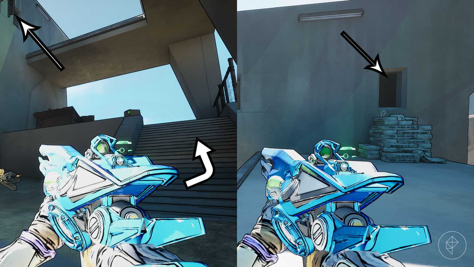 A montage of two Borderlands 4 images showing the location where players can find the code for the third vending machine in the "Vend of the Line" side quest