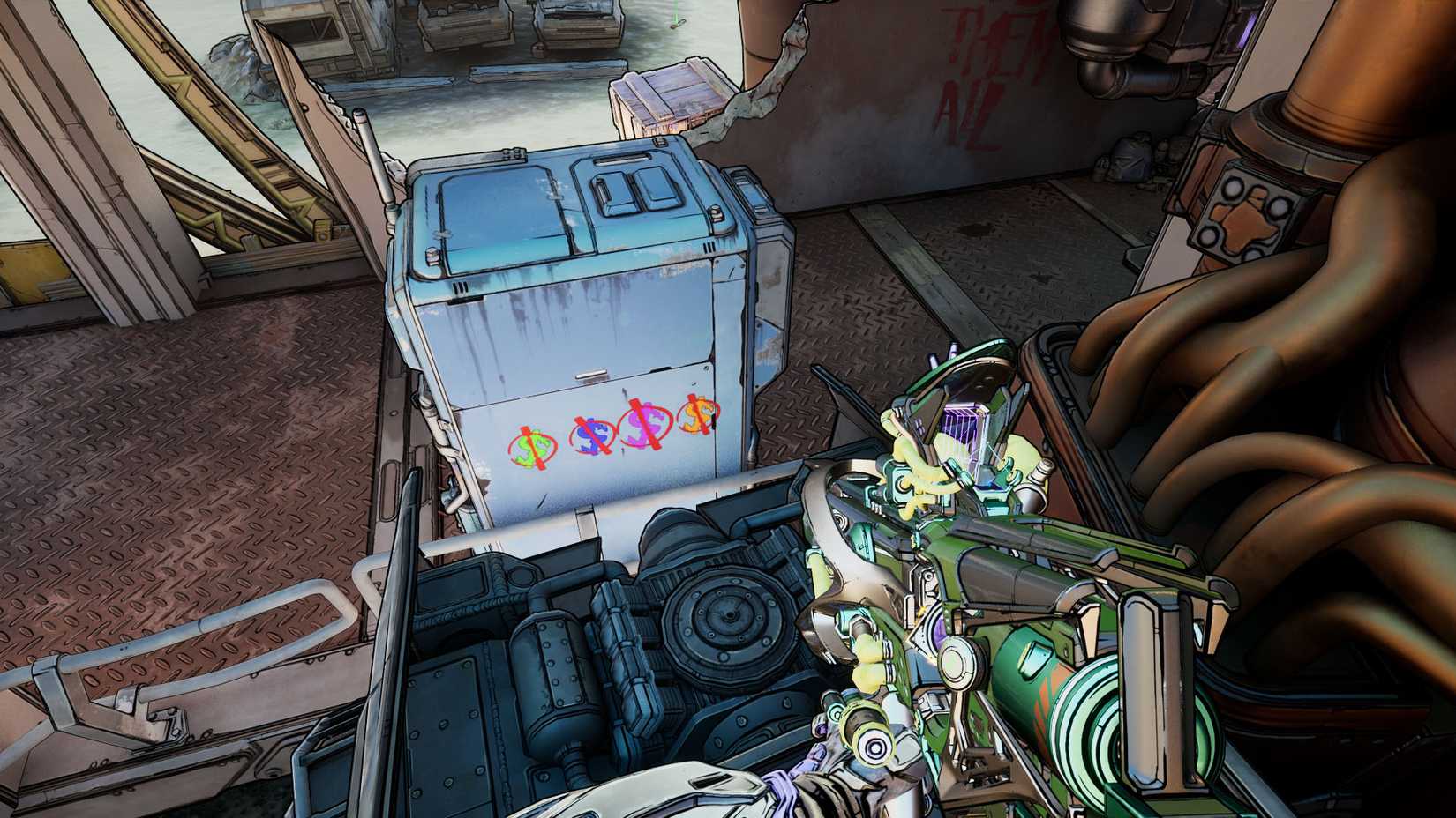 A Borderlands 4 screenshot showing the location of the fifth code in the "Vend of the Line" quest