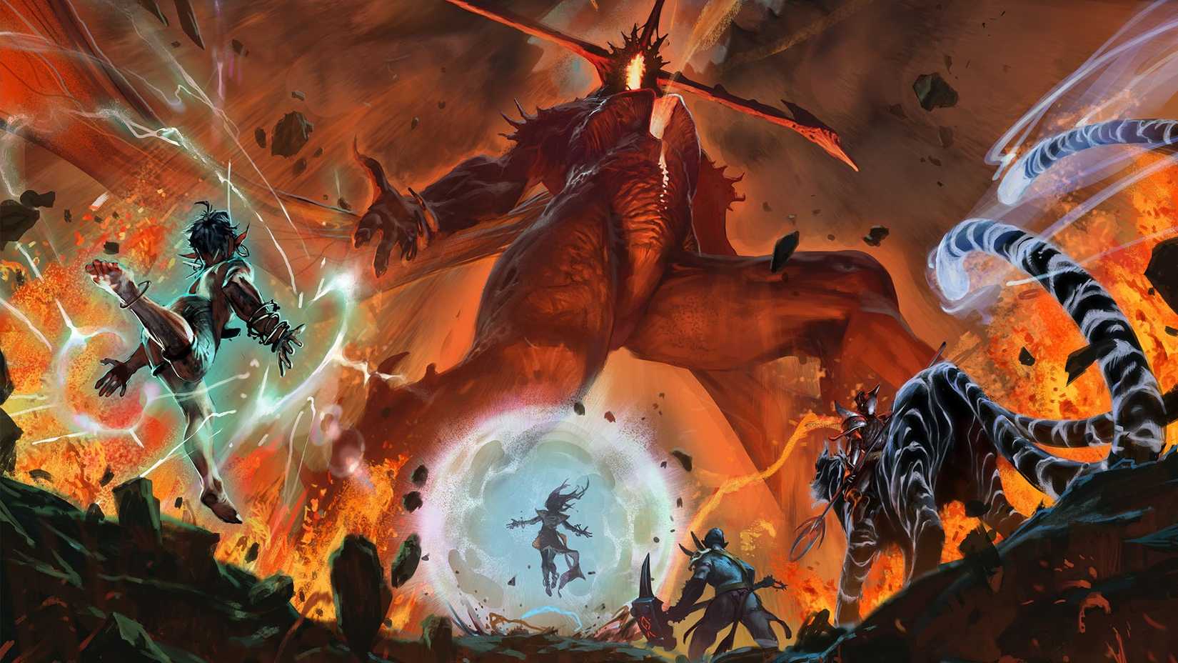 A party fights a giant monster in Cypher