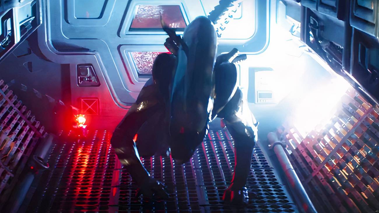 Earth cast & crew talk art, eyeball aliens, and 'the ghost of Giger' The Maginot Xenomorph, played by actor Cameron Brown, runs loose on the ship.