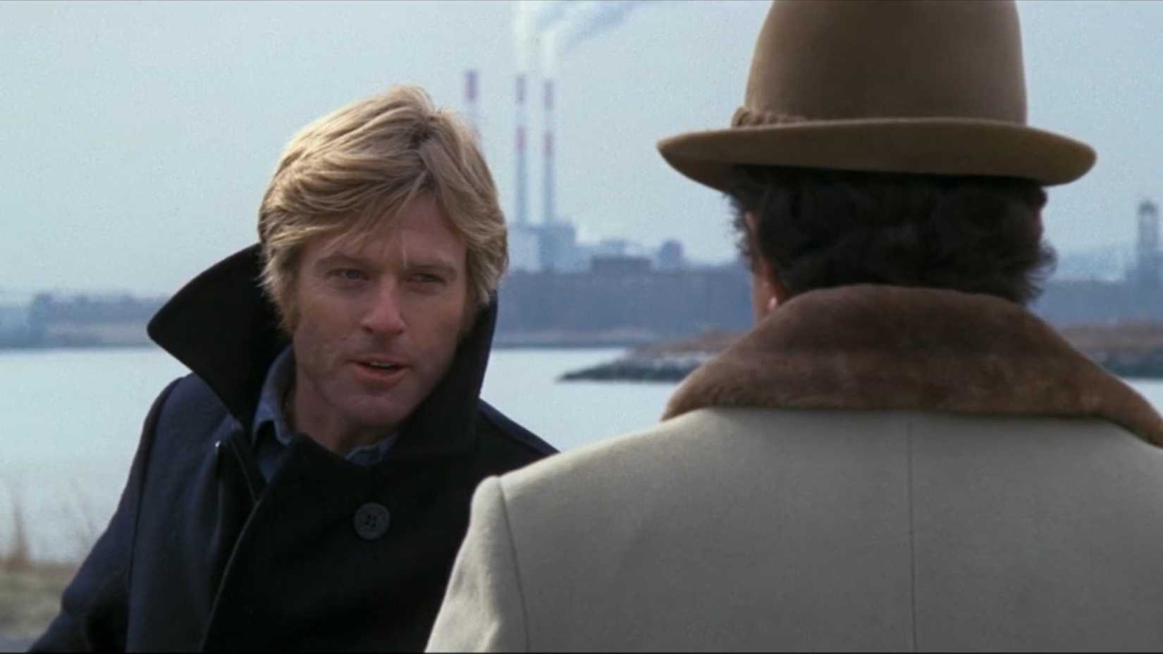 Robert Redford confronts a CIA handler in a scene from the film Three Days of the Condor