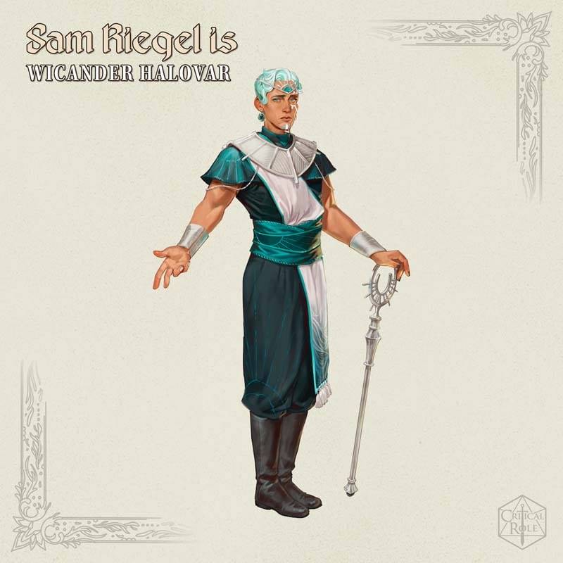 Key art of Wicander Halovar, played by Sam Riegel in Campaign 4 of Critical Role.