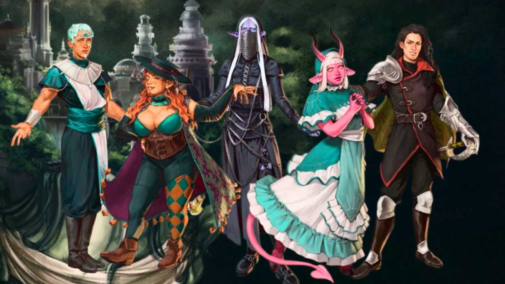 Key art featuring a handful of the cast of characters involved in Critical Role campaign 4.
