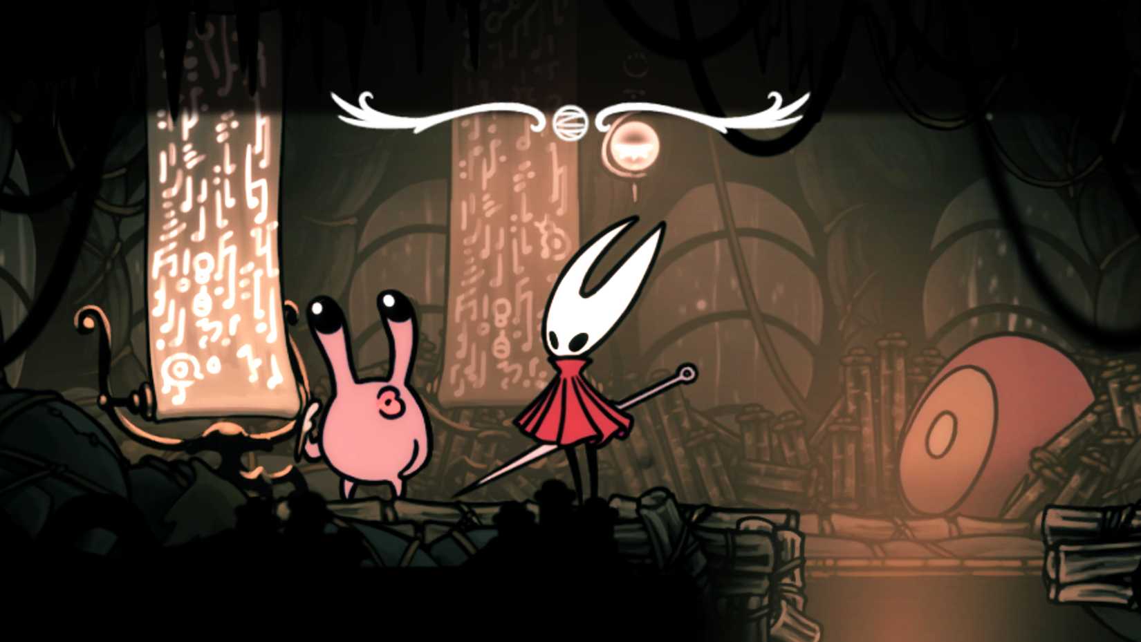 Hornet meets Nuu in Hollow Knight: Silksong.
