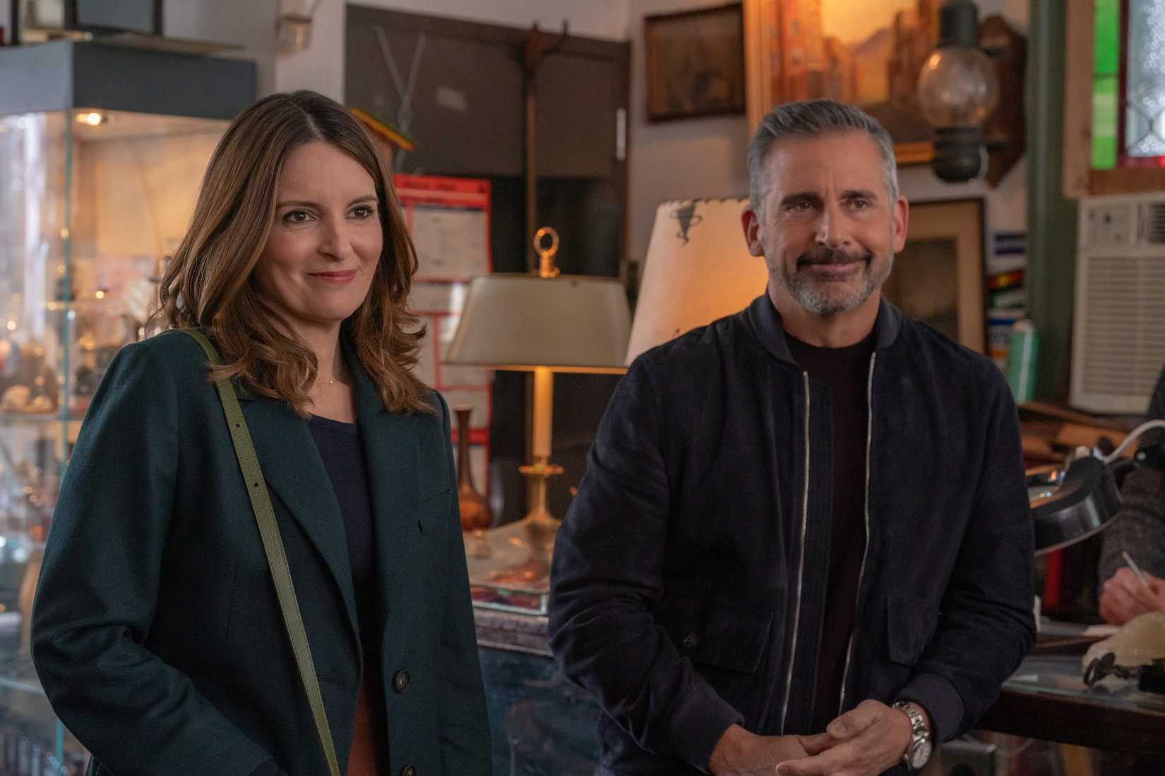 Tina Fey and Steve Carell in an antique shop in The Four Seasons
