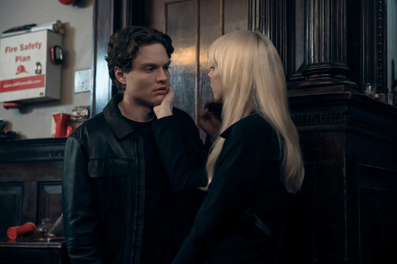 Cate Dunlap (Maddie Phillips) touches Sam (Asa Germann) to use her powers on him in Gen V