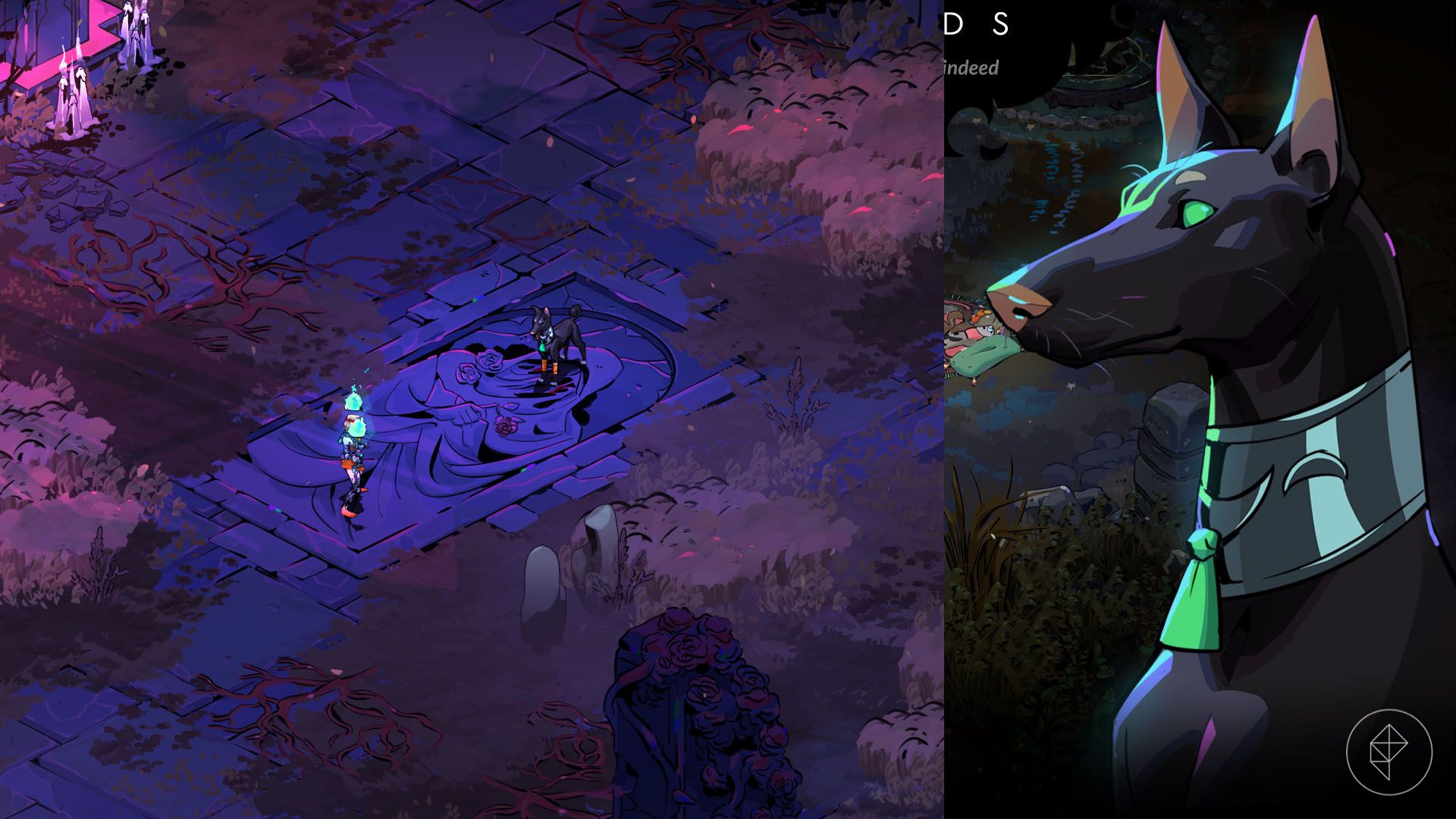 ملینوئه در حال رویارویی با هکوبا سگ در Hades 2