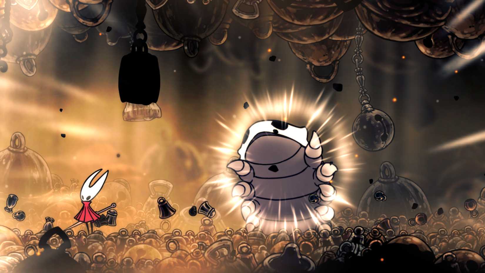 The Bell Beast's bell summoning attack in Hollow Knight Silksong.