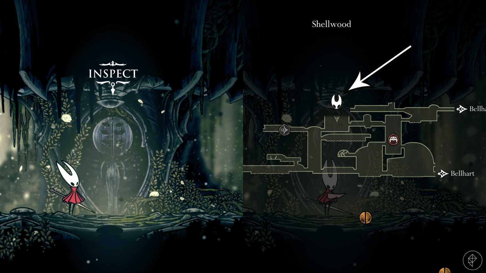 The path to the Cling Grip wall jump location in Hollow Knight: Silksong.
