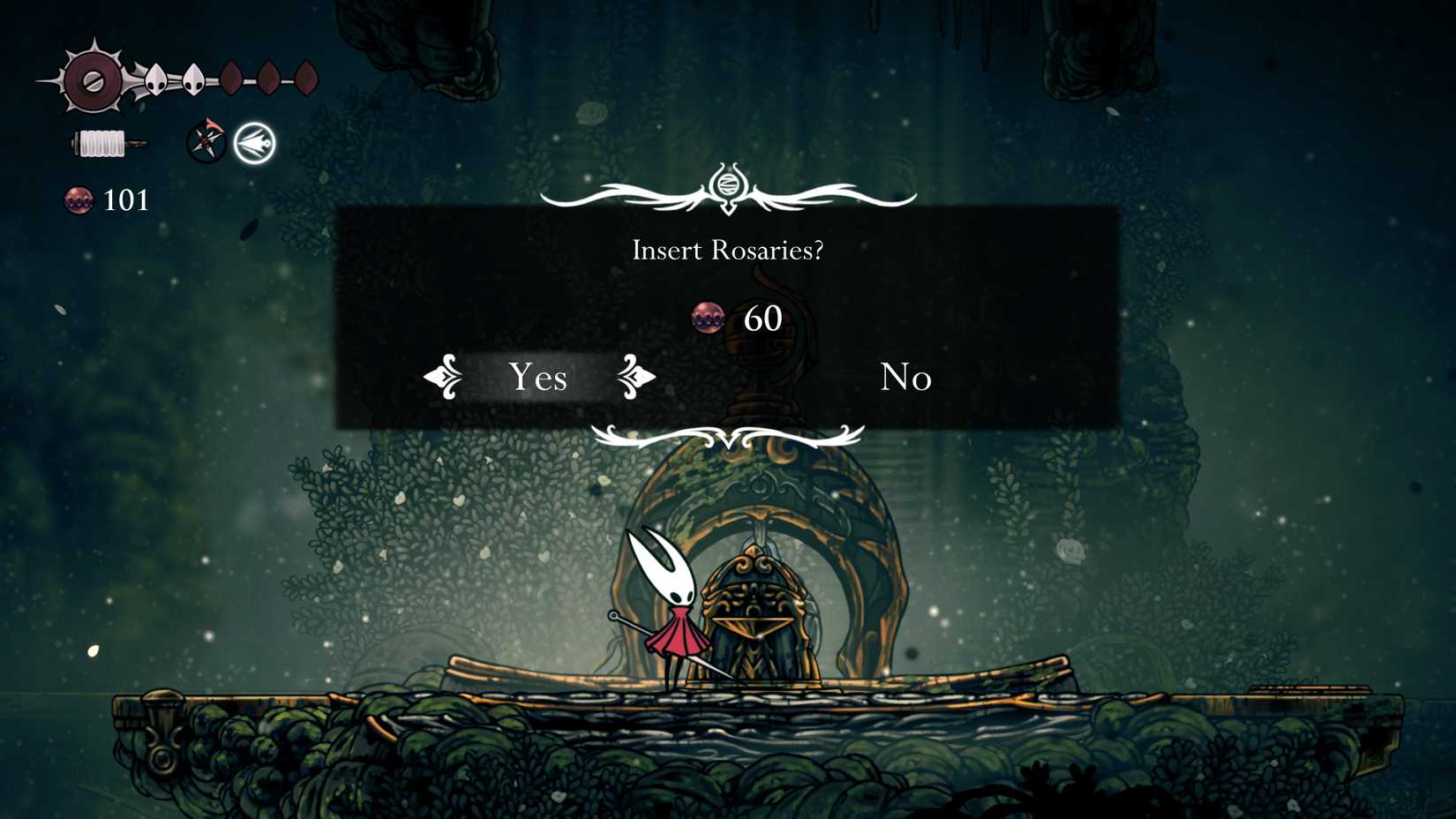 The Shellwood resting bench in Hollow Knight: Silksong.