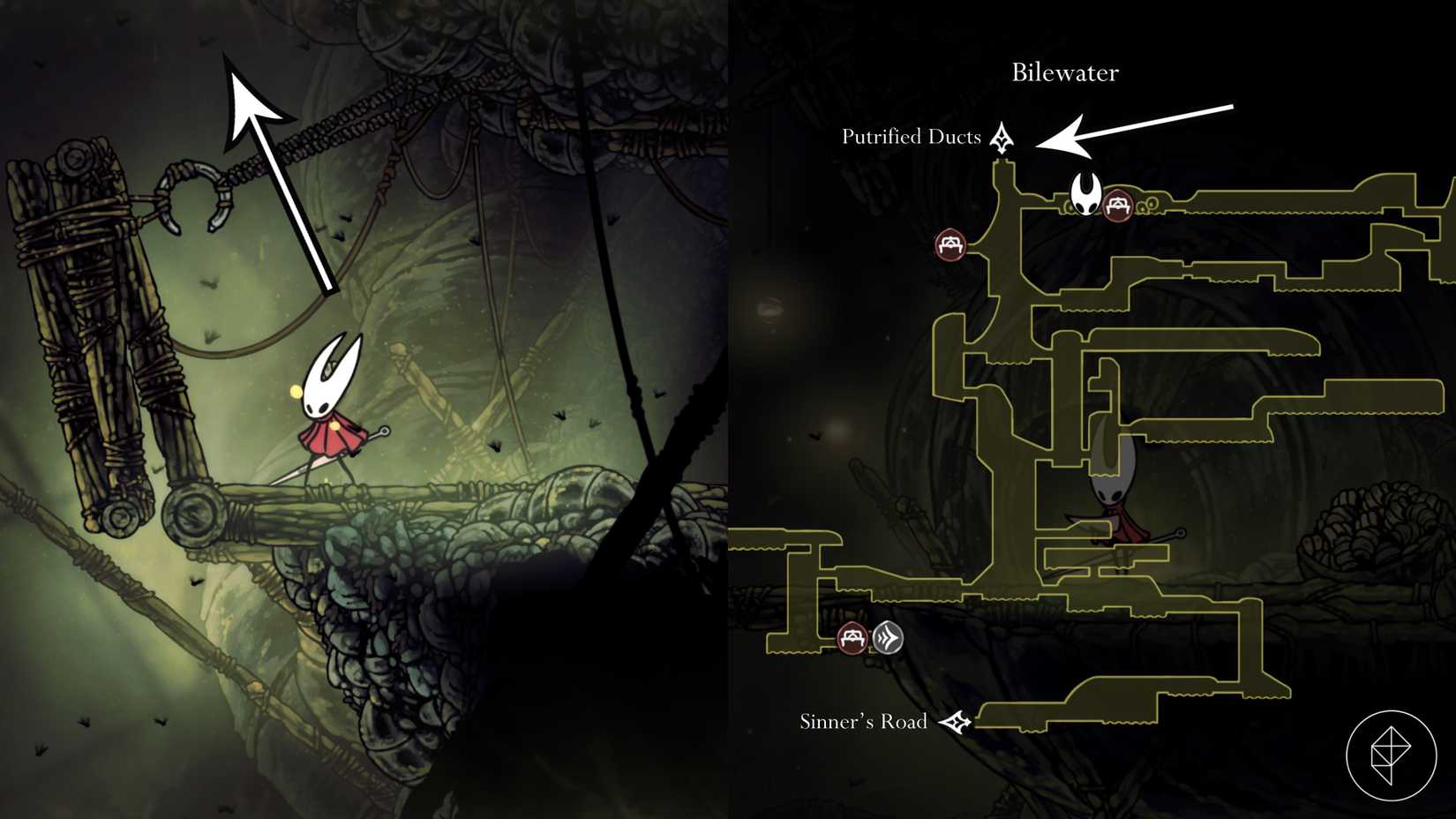 खोखले नाइट में बाइलवाटर से पुटेड नलिकाओं का मार्ग: सिल्क्सॉन्ग।