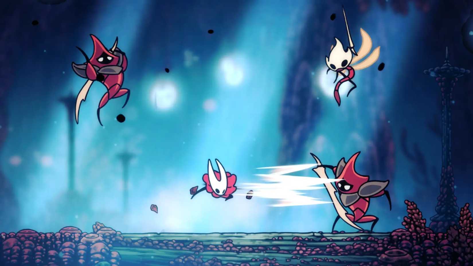 Hornet dodges enemies in Hollow Knight Silksong